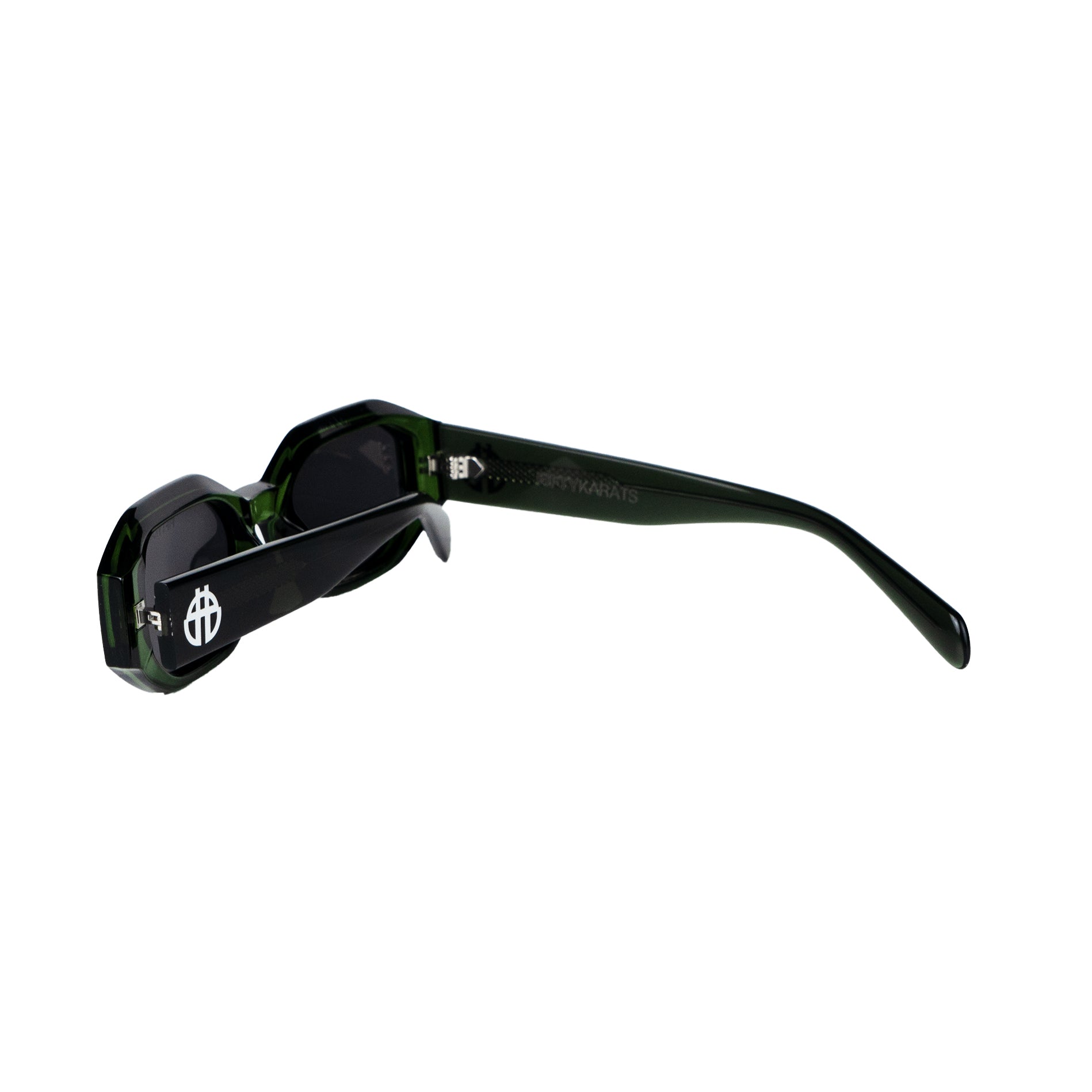 Emerald Green BLACKJACK Sunglasses Folded with beetle logo on arm