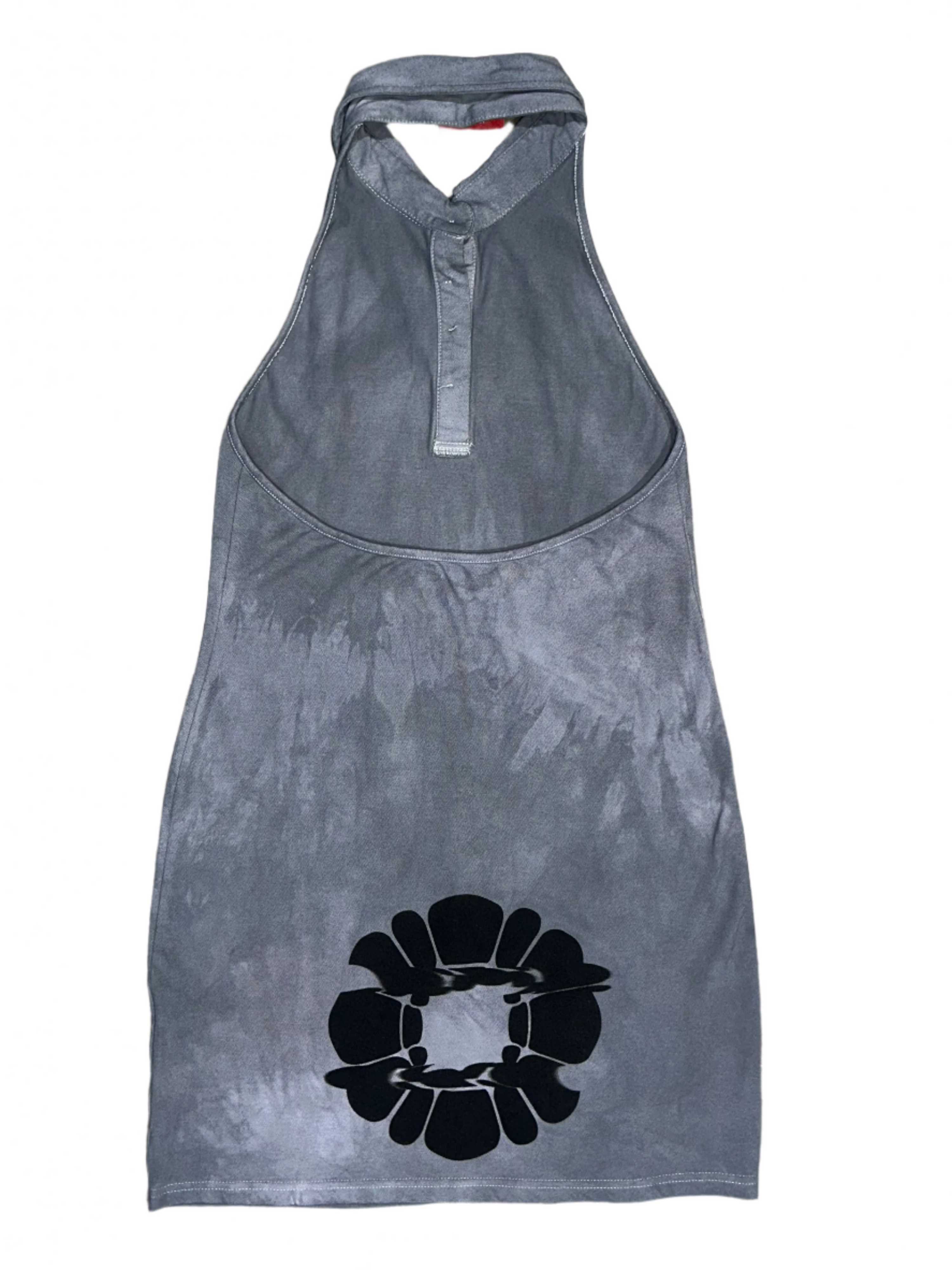 Haloe Blü Haloe Dress Back in a bold grey wash with black Haloe Blü icons