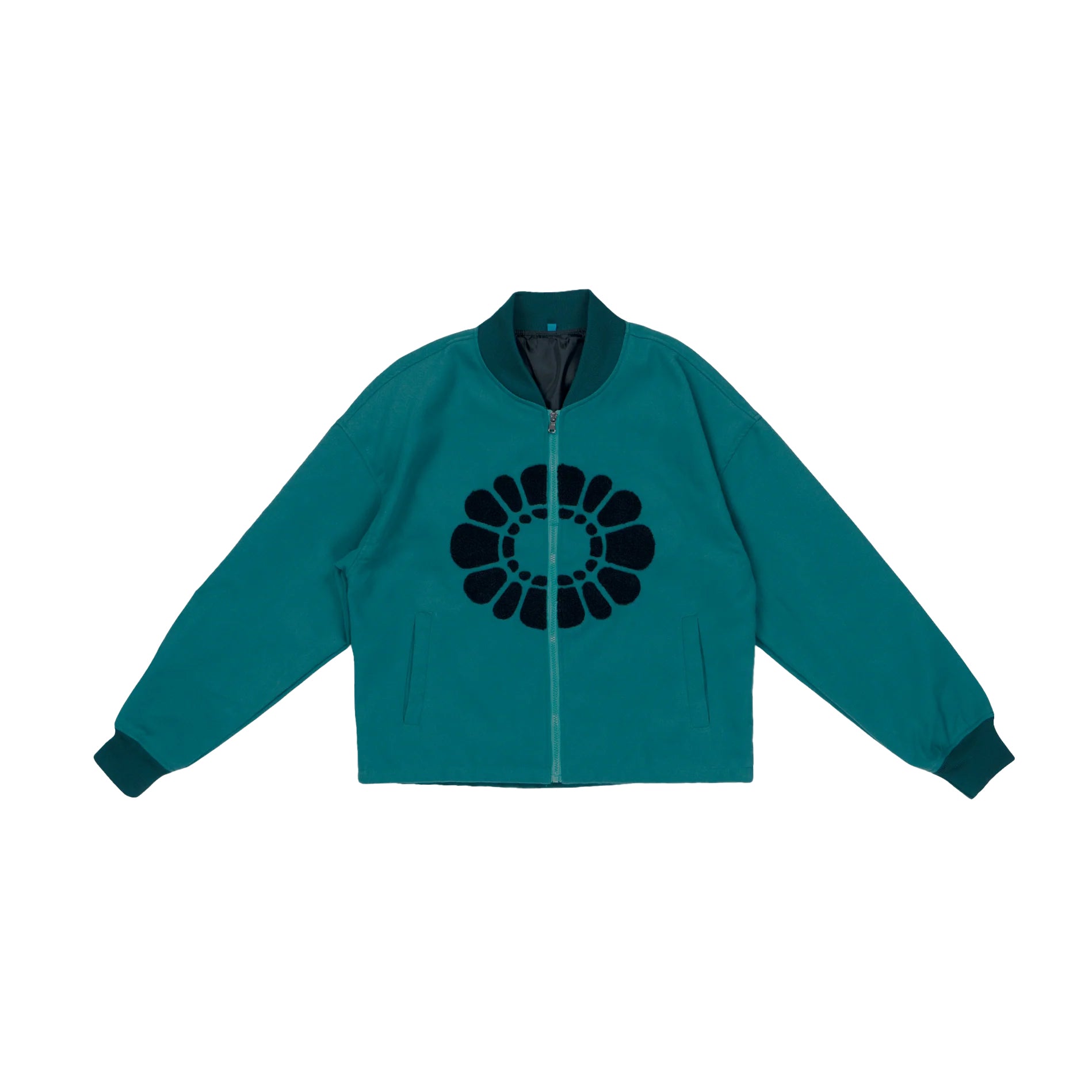 Haloe Blü Uniform Jacket in green with black Haloe logo on front