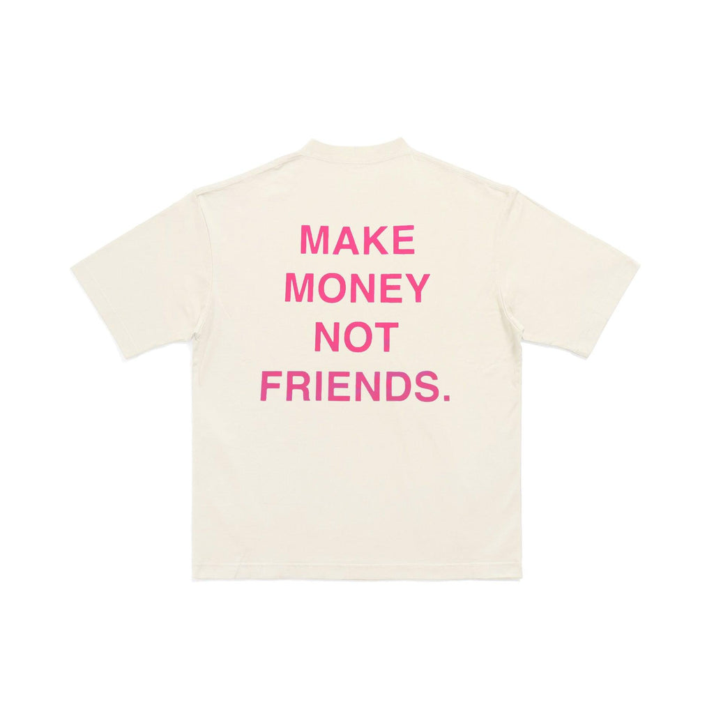 Sail Fifty Karats Make Money Not Friends T-Shirt Back with Make Money Not Friends Text in Pink